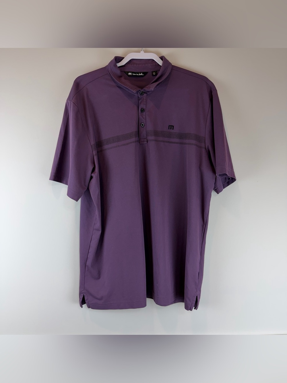 Travis Mathew Purple Black Meet In The Lobby Golf Golfing Polo Shirt Size XXL